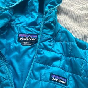 Blue Patagonia women’s down jacket